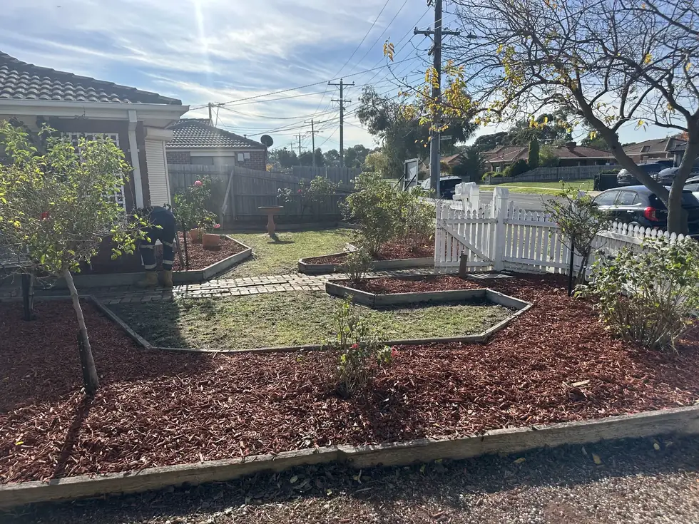 A front garden mulched and tidied by C&J Garden Maintenance