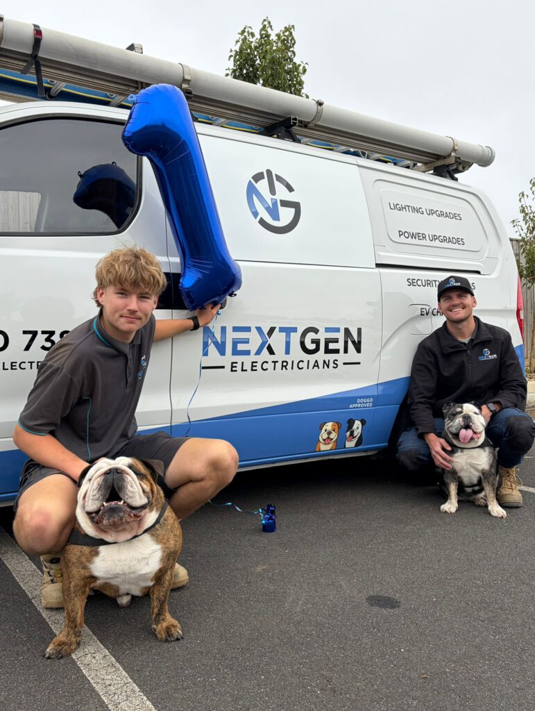 Harley and Jakob at the NextGen Electricians van