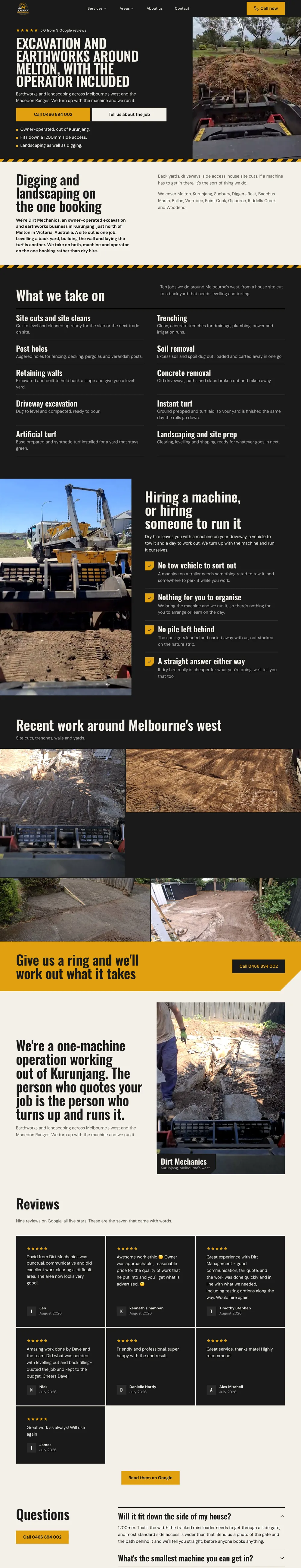 Dirt Mechanics, excavation and earthworks website