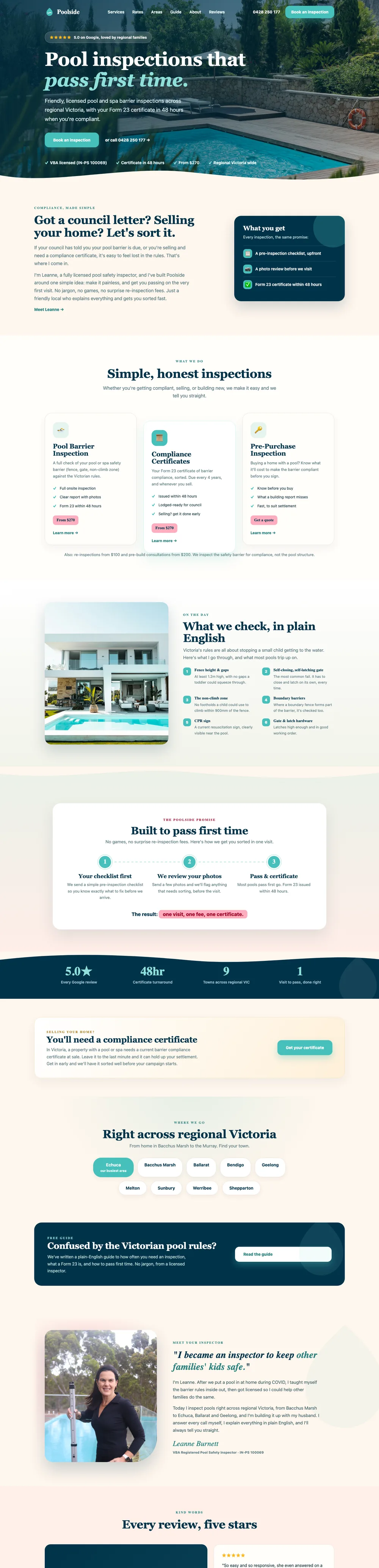 Poolside Fence Inspections, pool safety compliance website
