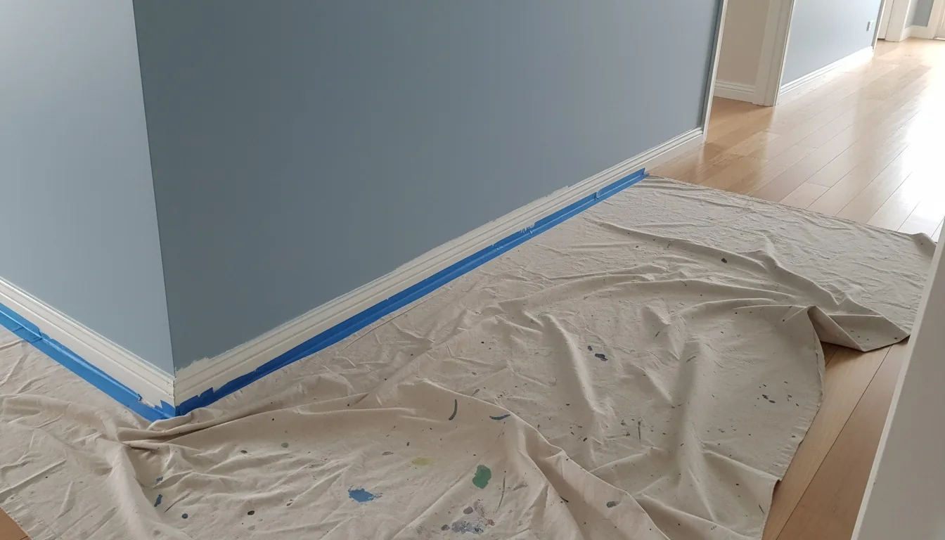 Painter rolling fresh white paint onto an interior wall
