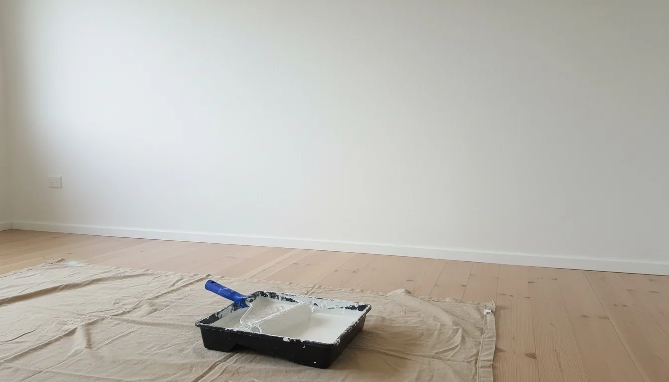 Freshly painted bright interior room with clean walls and natural light
